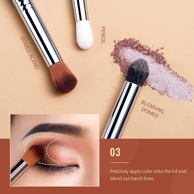 Jessup Eyeshadow Brush Set Professional Eye Blending Brushes for Lid Small Fluffy Soft Eye Brushes 10pcs, T331