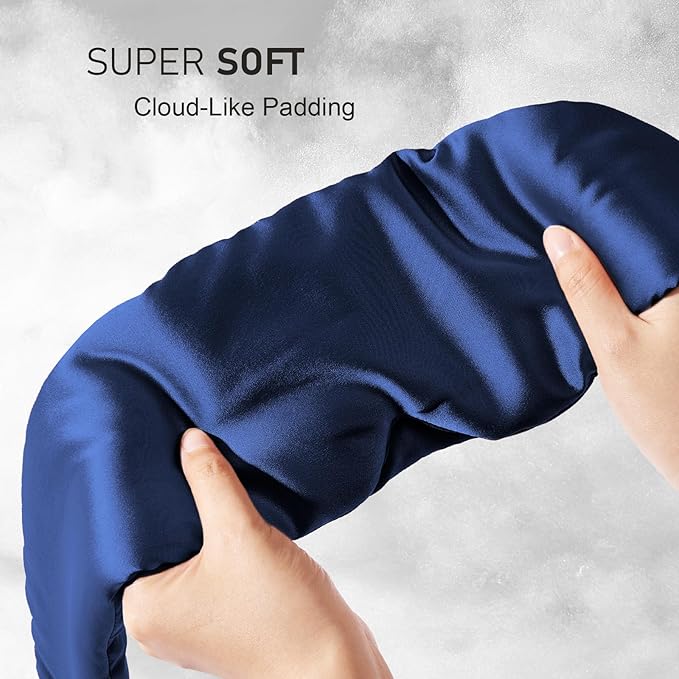 LitBear Silk Sleep Mask for Side Sleepers, 100% 22 Momme Pure Mulberry Silk, Face-Hugging Padded Eye Cover with Adjustable Band (Midnight Blue)