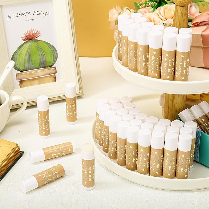Demissle Thank You Gifts for Coworker Lip Balm Bulk Set Inspirational Appreciation Gifts Leaving Farewell Gifts Vanilla Ingredients Lips Care Products for Friends Teacher Worker Employee (72 Pcs)