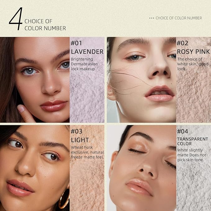 Nude Translucent Makeup Setting Powder, Waterproof High-Definition Traceless Powder Matte Setting Makeup, Long-Lasting Oil Control, Minimizes Pores and Fine Lines Loose Cosmetics, 03