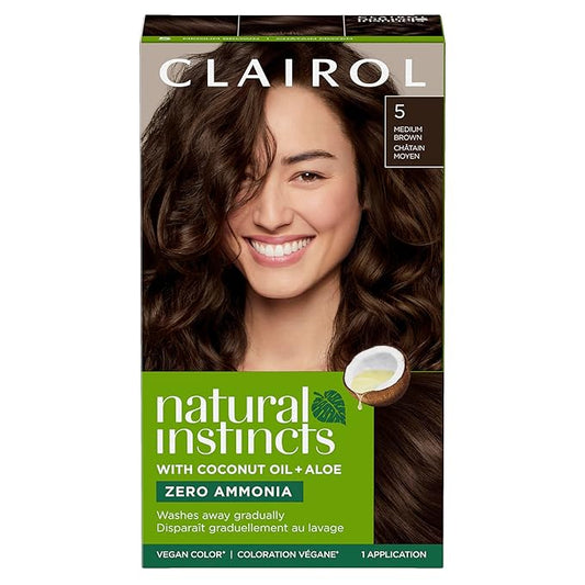 Clairol Natural Instincts Demi-Permanent Hair Dye, 5 Medium Brown Hair Color, Pack of 1
