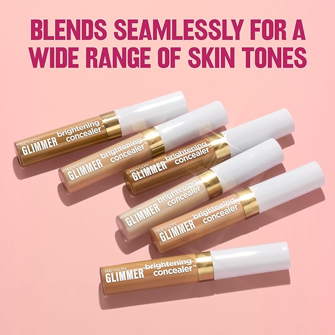 Revlon Glimmer Brightening Concealer, Liquid Under Eye Makeup, Made with Caffeine, Vitamin C, & Stevioside, 135, 0.3 fl oz