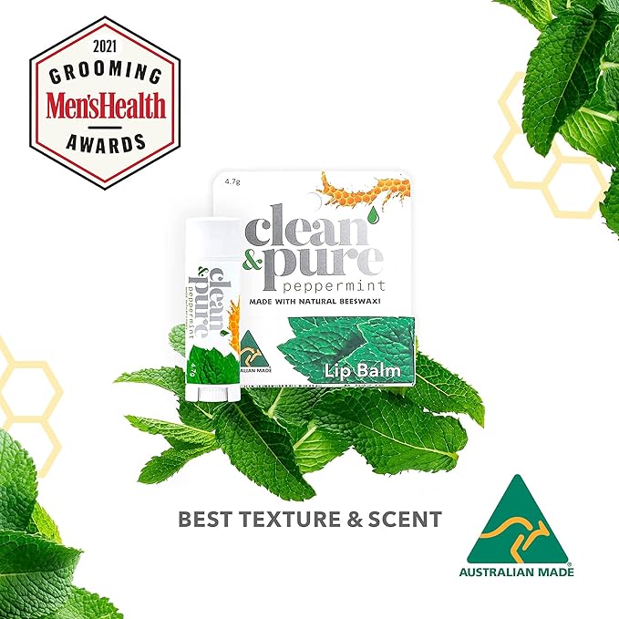 Lip Balm, 2-Pack (Peppermint) | Manuka Honey Beauty Products | Lip Care Set With 100% All Natural Beeswax and Vitamin E Oil | Flavored Lip Balm for Dry, Chapped Lips