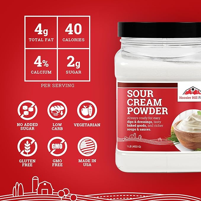Hoosier Hill Farm Sour Cream Powder, 1LB (Pack of 1)