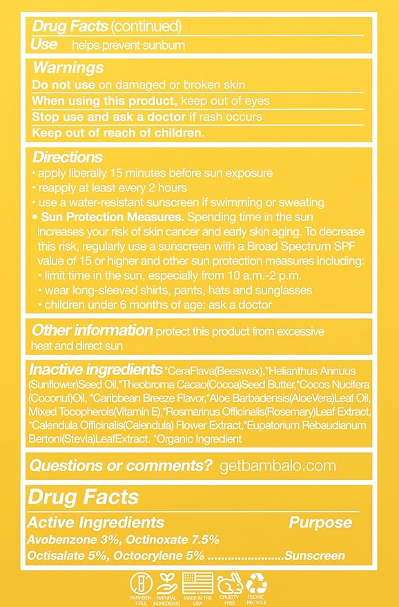 4-Pack Caribbean SPF 15 Lip Balm - Organic Ingredients, Broad Spectrum UVA/UVB Protection - Hydrating & Moisturizing, USA Made