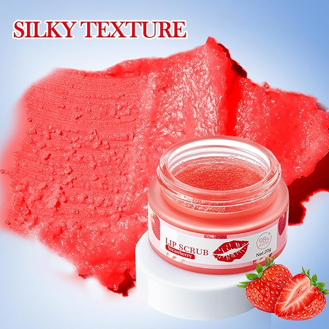 2PCS Strawberry & Orange Conditioning Lip Scrub Kit,Moisturizing Lip Sleeping Mask Long Lasting Hydrating Lip Scrubber Exfoliator Lip Care Products for Men & Women