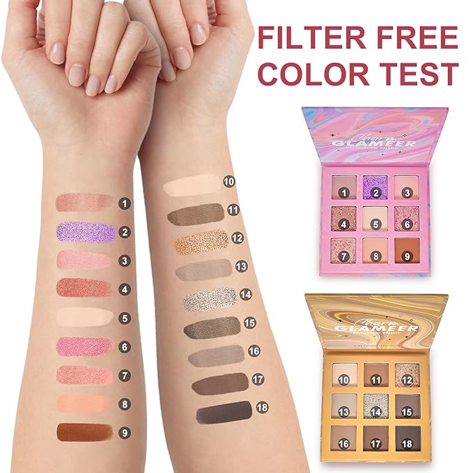 Eyeshadow,18Colors Eyeshadow Palette, Matte&Glitter&Shimmer Eyeshadow,for Eye Makeup Long Lasting Waterproof Eye Makeup Palette, Glitter Shimmer Professional Bright-Colored Eye Shadow(G005-1/G005-2)