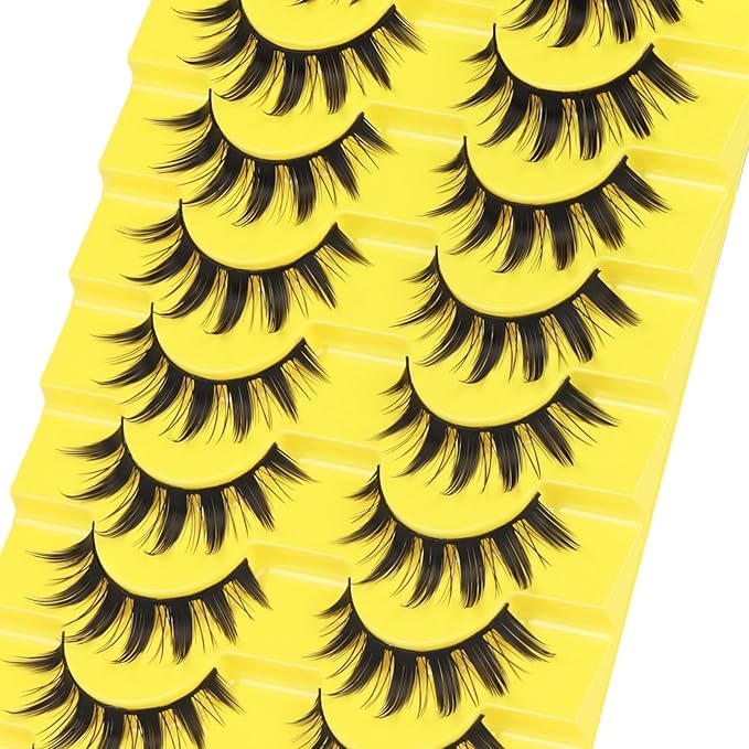 Losha Lashes Spiky Manga Lashes Wispy Anime False Eyelashes 9 Pairs 8D Asian Eye Lashes Natural Anime Fake Eyelashes (Lovely)