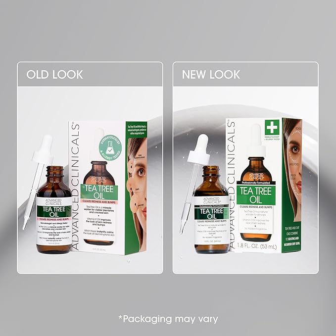 Advanced Clinicals Tea Tree Oil For Skin Facial Serum | Tea Tree Serum For Face With Vitamin E + Botanicals To Help Improve Appearance Of Large Pores & Skintone For Smoother Looking Skin, 2-Pack