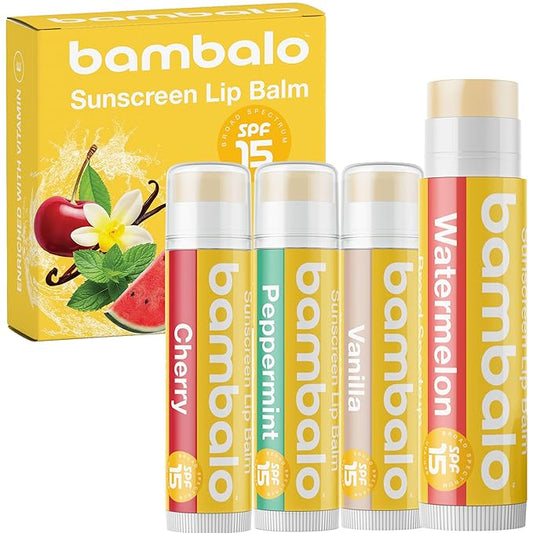 4-Pack Variety SPF 15 Lip Balm - Organic Ingredients, Broad Spectrum UVA/UVB Protection - Hydrating & Moisturizing, USA Made