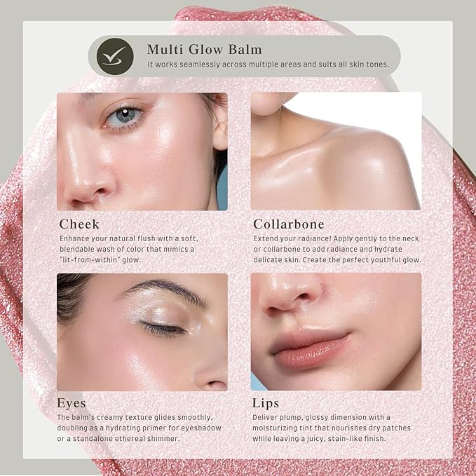 Multi Glow Balm Set, Cream Blush with Double-ended Brush, Radiant Finish, Hydrating, Creamy, Radiant Finish, Lightweight & Blendable Color, Face Balm