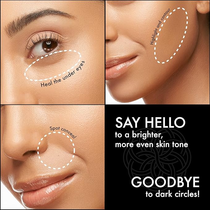 YENSA Skin On Skin BB + CC Full Coverage Concealer - Color Correcting Serum Concealer - Creaseless & Brightening Formula with Hyaluronic Acid & Superfood Complex - Deep Cool (0.34 Fl oz)