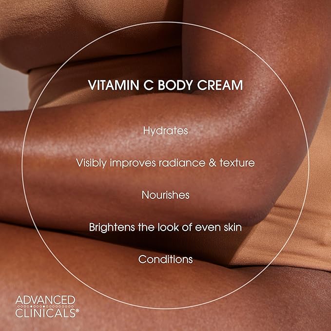 Advanced Clinicals Vitamin C Cream Face & Body Lotion Moisturizer | Anti Aging Skin Care Firming & Brightening Cream For Body, Face, Uneven Skin Tone, Wrinkles, & Sun Damaged Dry Skin, 16 Oz