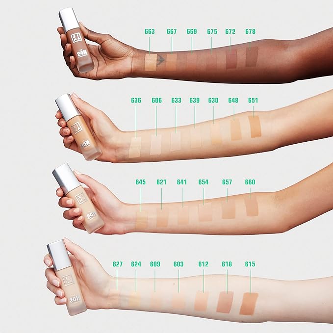 3INA The 24H Foundation 603-24H Long-Wearing Formula - Medium To High Buildable Coverage - Smooth Matte Finish - Expanded Shade Selection - Waterproof, Cruelty Free, Vegan Makeup - 1.01 Oz