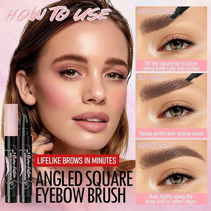 Eyebrow Pencils for Women, Liquid Microblading Eyebrow Pen with Square Angled Brush & Ultra-Fine Precision Tip – Natural Hair-Like Strokes, Waterproof, Smudge-Proof & Long-Lasting, Easy to Use (Black)