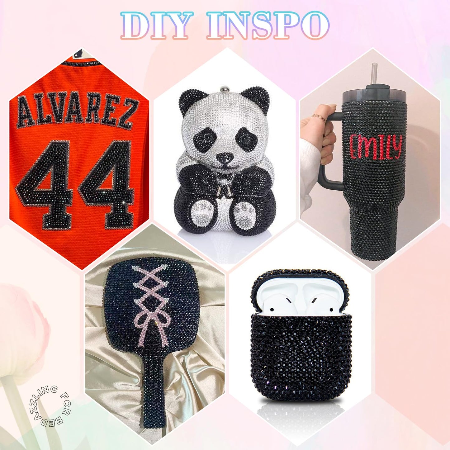 30000Pcs Resin Rhinestones for Bedazzling with 3Pcs B7000 Jewelry Glue, Black Flatback Gems Rhinestones for Crafting, Clothing Tumblers Mugs Shoes Fabric Decor Nail Art