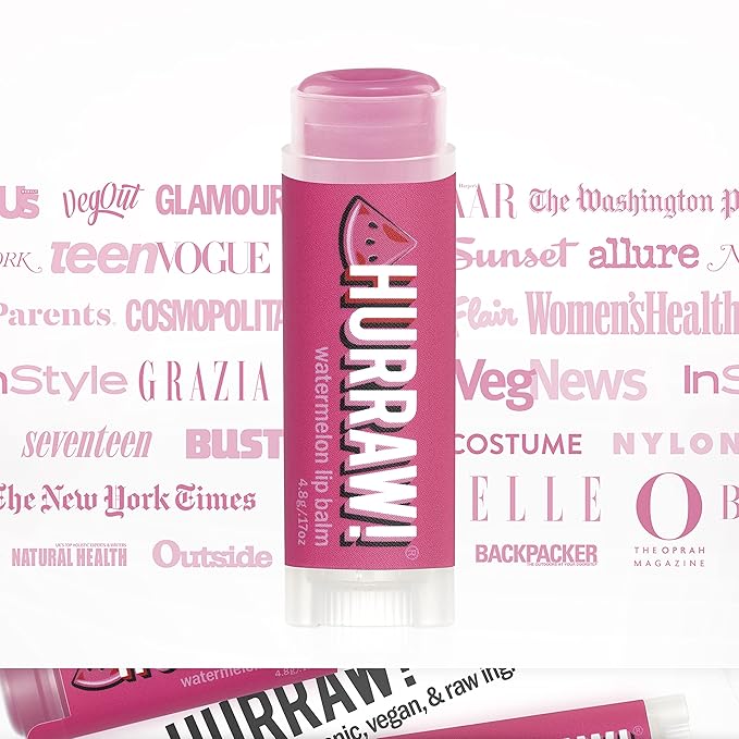 Hurraw! Watermelon Lip Balm, 2 Pack: Organic, Certified Vegan, Cruelty and Gluten Free. Non-GMO, 100% Natural Ingredients. Bee, Shea, Soy and Palm Free. Made in USA