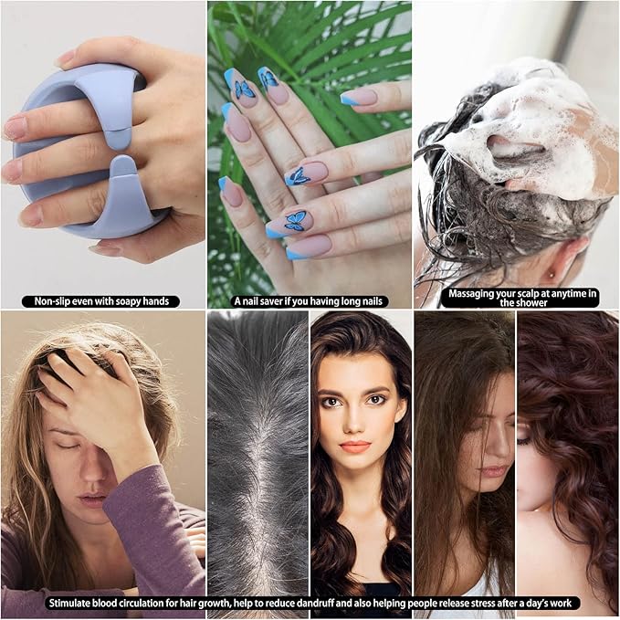 Silicone Hair Scalp Massager Shampoo Brush Scalp Scrubber Hair Washing Brush Exfoliating Brush Head Scrubber for Shower - Blue