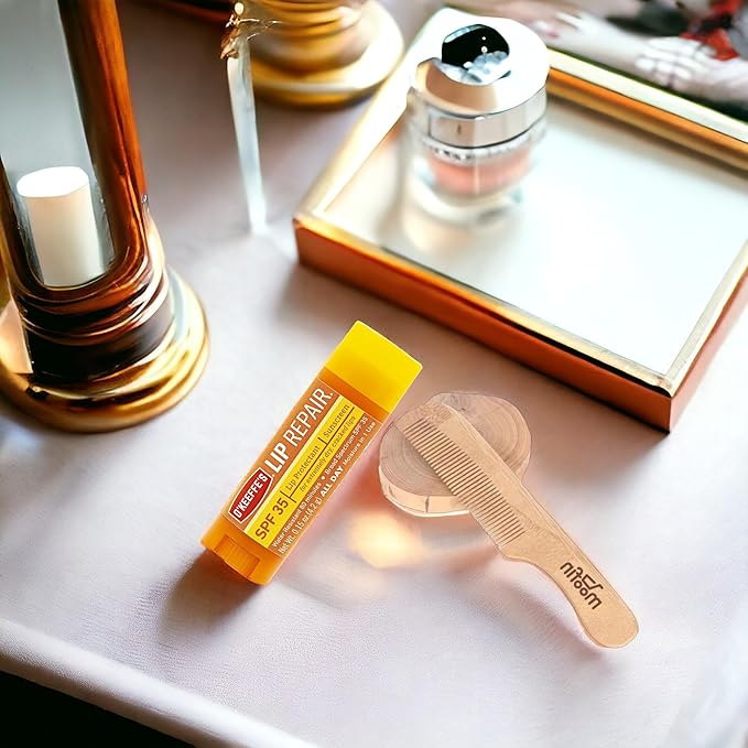 O'Keeffe'S Lip Repair Lip Repair with SPF35, 015 oz - Ultimate SPF Lip Balm for All-Day Moisture, with Moofin Wooden Comb - for Dry Cracked Lips, Lip Balm Hydrating Quick Absorption for Smooth Lips,