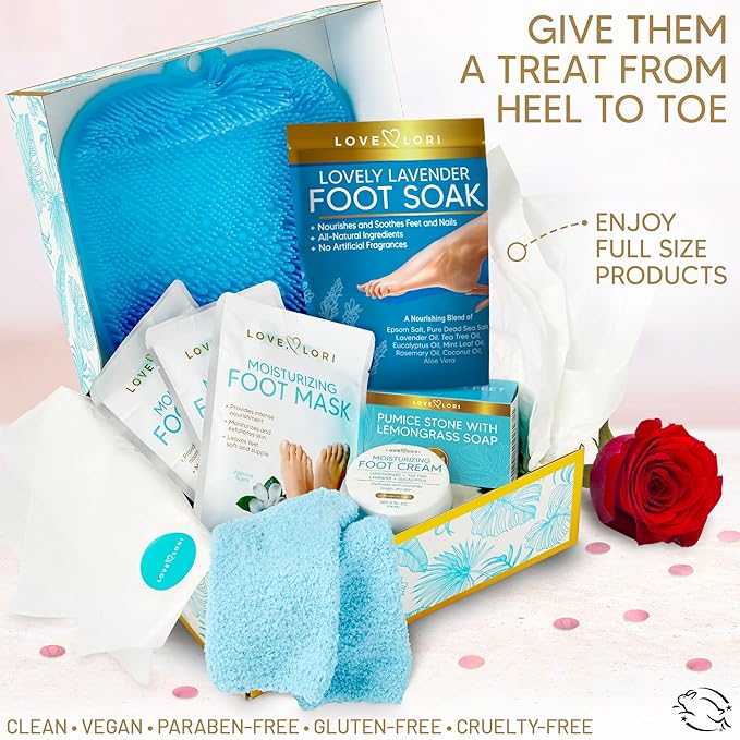 LOVE, LORI Foot Spa Kit, Foot Care Kit, Self Care Gifts for Women, 8 Piece Pedicure Kit, Great Valentine Day Gifts for Her, Gifts for Women, Spa Gifts