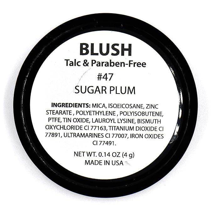 Sugar Plum Deep Red Purple Blush Pressed Cheek Blush Color Contour Powder, Talc & Paraben Free, 4 Grams, No Animal Testing & Cruelty Free