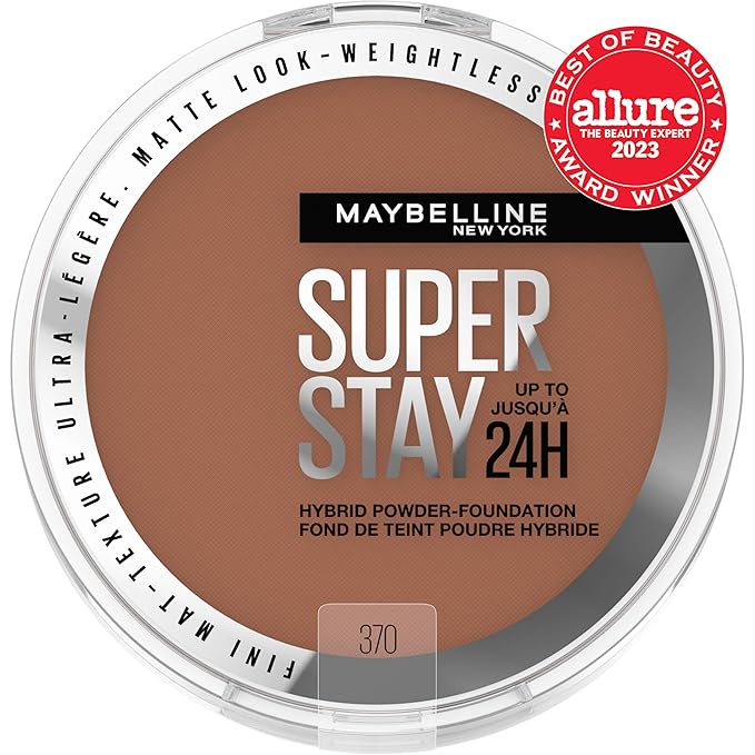 Maybelline Super Stay Up to 24HR Hybrid Powder-Foundation, Medium-to-Full Coverage Makeup, Matte Finish, 370, 1 Count
