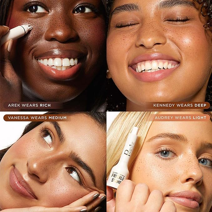 Freckle Stamp Pen,Fake Freckles Stain Marker Pencil Tool for Natural Lifelike Sunkissed Face Freckle Makeup for Waterproof and Long-Lasting,Quick Dry 5-Point Faux Freckle Stamp Cushion, 04 Espresso