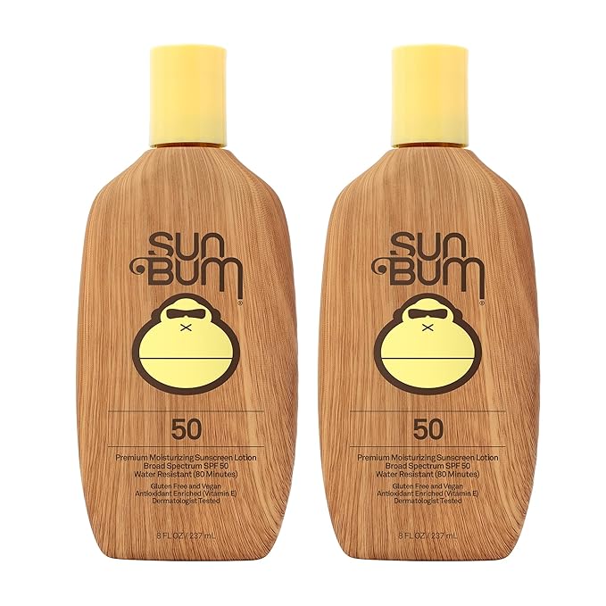 Sun Bum Original SPF 50 Sunscreen Lotion | Vegan and Reef Friendly (Octinoxate & Oxybenzone Free) Broad Spectrum Moisturizing UVA/UVB Sunscreen with Vitamin E | 8 oz (Pack of 2)