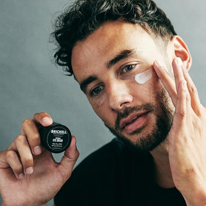 Brickell Men's Complete Defense Anti Aging Routine, Night Face Cream, Vitamin C Day and Night Serum, Facial Moisturizer w/SPF and Eye Cream, Natural and Organic, Scented, Skin Care Gift Set