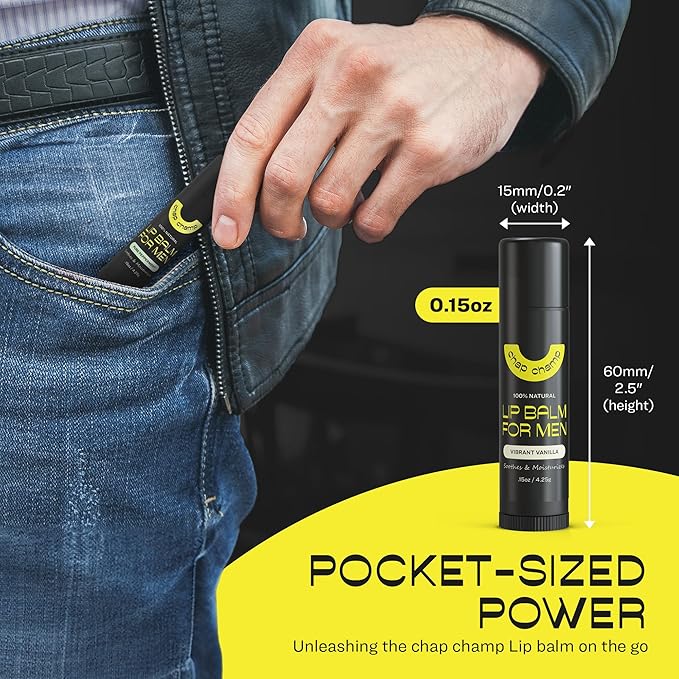 Lip Balm for Men - All Natural Mens Chapstick - Mens Lip Balm - Contains Vitamin E and Beeswax - Chapstick for Men - Peppermint, Coconut & Vanilla Lip Balm - 6 Pack Lip Balm Men