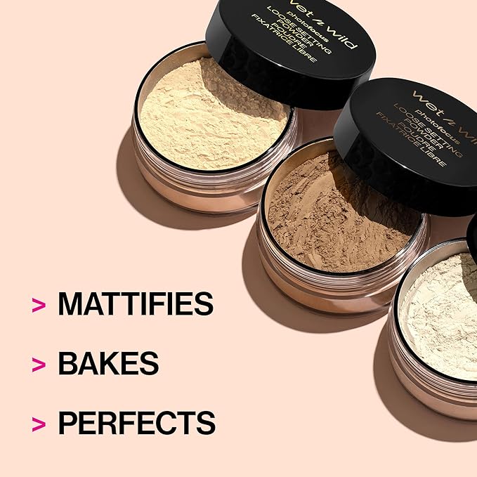 wet n wild Photo Focus Loose Baking Setting Powder, Highlighter Makeup, Medium-Deep to Deep Skin Tones, Deep