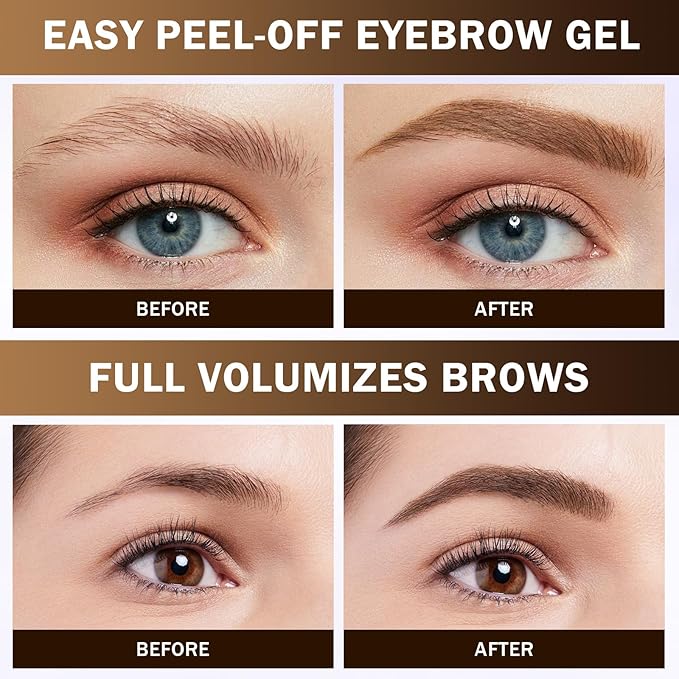 2025 New Tattoo Eyebrow Gel Easy Peel Off for Women, Upgrade Eyebrow Tattoo Peel Off, Transfer-proof Eyebrow Gels Waterproof for All Skin Types (Light Brown)