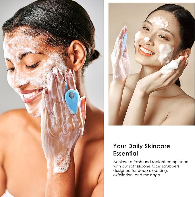 6 Pack INNERNEED Silicone Face Scrubber for Deep Cleansing and Exfoliation – Soft Facial Cleansing Brush, Gentle for All Skin Types, Blackhead & Acne Pore Care