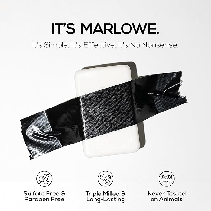 MARLOWE. No. 105 Bar Soap for Men 7 oz (6 Bars) Moisturizing Body Soap, Nourishing & Refreshing with Natural Extracts, Shea Butter, Olive Oil & Green Tea Extracts, Original Sage & Fir Scent
