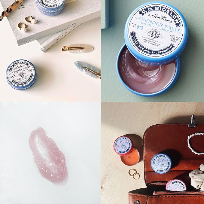 C.O. Bigelow All Purpose Salve Lip Balm Tins, Lavender Salve Pack of 3 for Chapped Lips & Dry Skin - Moisturizing Lip, Cuticle and Skin Salves, 0.8 oz each