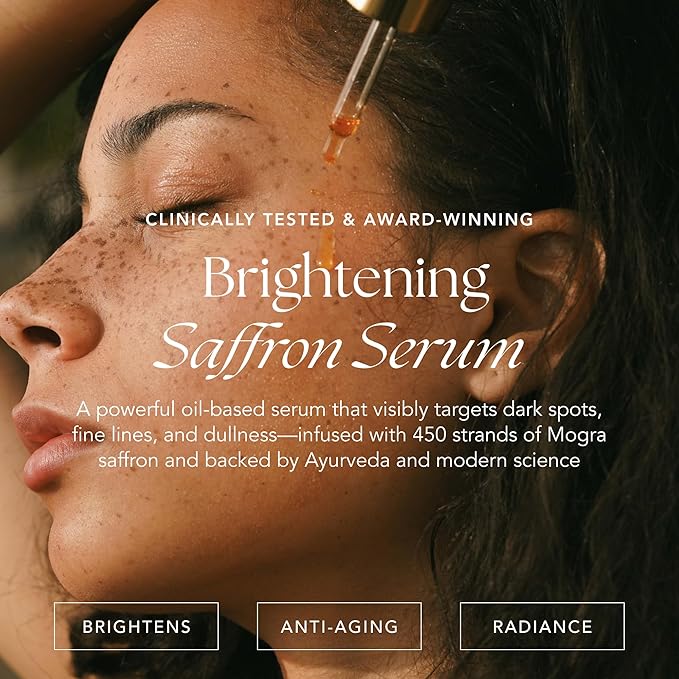 Brightening Saffron Serum - Discoloration Correcting Face Serum, Dark Spot Corrector, Vitamin C Alternative & Hyperpigmentation Treatment - Leaves Skin with a Healthy Glow (1 oz)