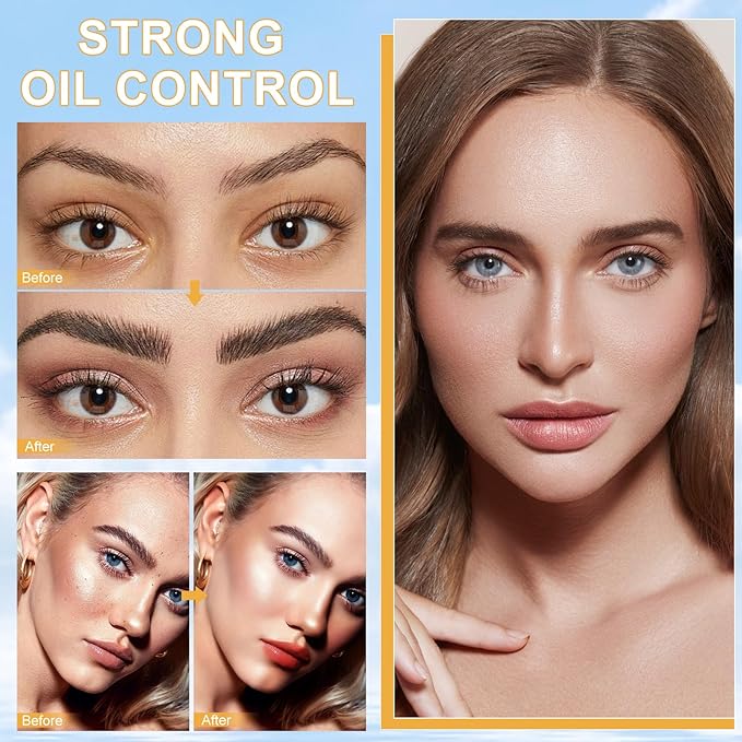 Mineral Sunscreen Setting Powder, SPF 50++ Mineral Setting Powder Sunscreen for Face with Soft Brush Powder Sunscreen for Scalp Matte Face Powder (1PC, 1.02 * 1.02 * 4.29)