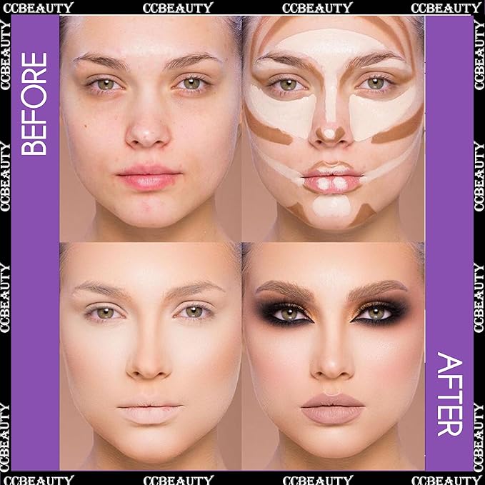 CCbeauty 2pcs 2-IN-1 Matte Contour Concealer Stick Cool Tone with Blush,Cream Blendable Bronzer & Blusher for Cheeks & Lip,Long Lasting & Waterproof Contouring for Face Shaping Makeup,AMBER/SOFT AMBER