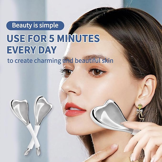 Ice Globes for Face & Eyes, Unbreakable Stainless Steel Cryo Massagers for Skincare Routines, Multifunctional Cold Roller Cooling Globes for Puffiness, Sagging Skin, Fine Lines, and Facial Relaxation