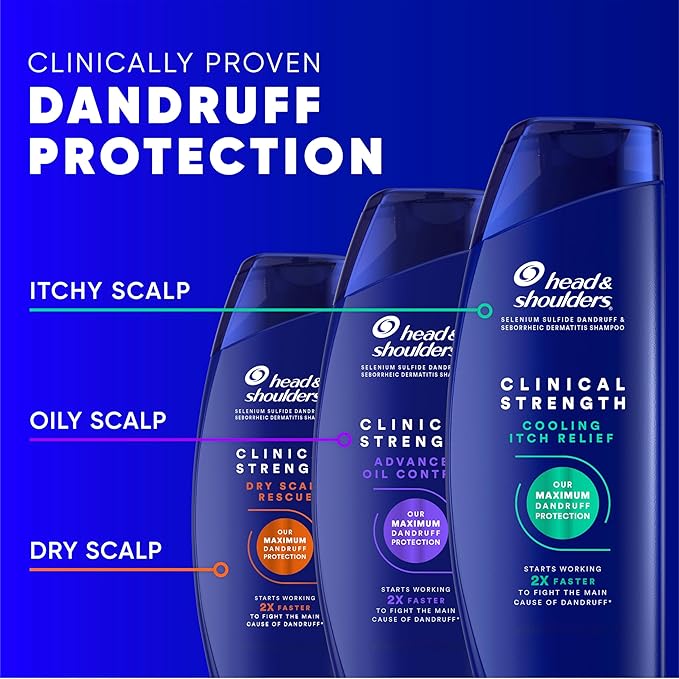 Head & Shoulders Clinical Strength Dandruff Shampoo and Conditioner Set, Dry Scalp Relief, Up to 100% Flake Protection, Selenium Sulfide Formula, 13.5 & 9.1 Fl Oz, 2 Pack