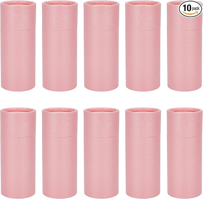 NICENEEDED 10 Pcs 30ml Empty Kraft Paper Jar Tube, Pink Round Paper Cardboard Containers With Lid, Essential Oil Bottle Packaging Case Gift Paper Tube for Pencils Tea Caddy Coffee Cosmetic Crafts