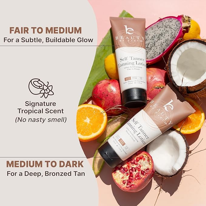 Tanning Lotion Self Tanner - USA Made with Natural and Organic Ingredients Non Toxic Sunless Browning Lotion, Best Gradual Tanner for Men and Women, Streak-Free Fake Tan, Fair to Medium