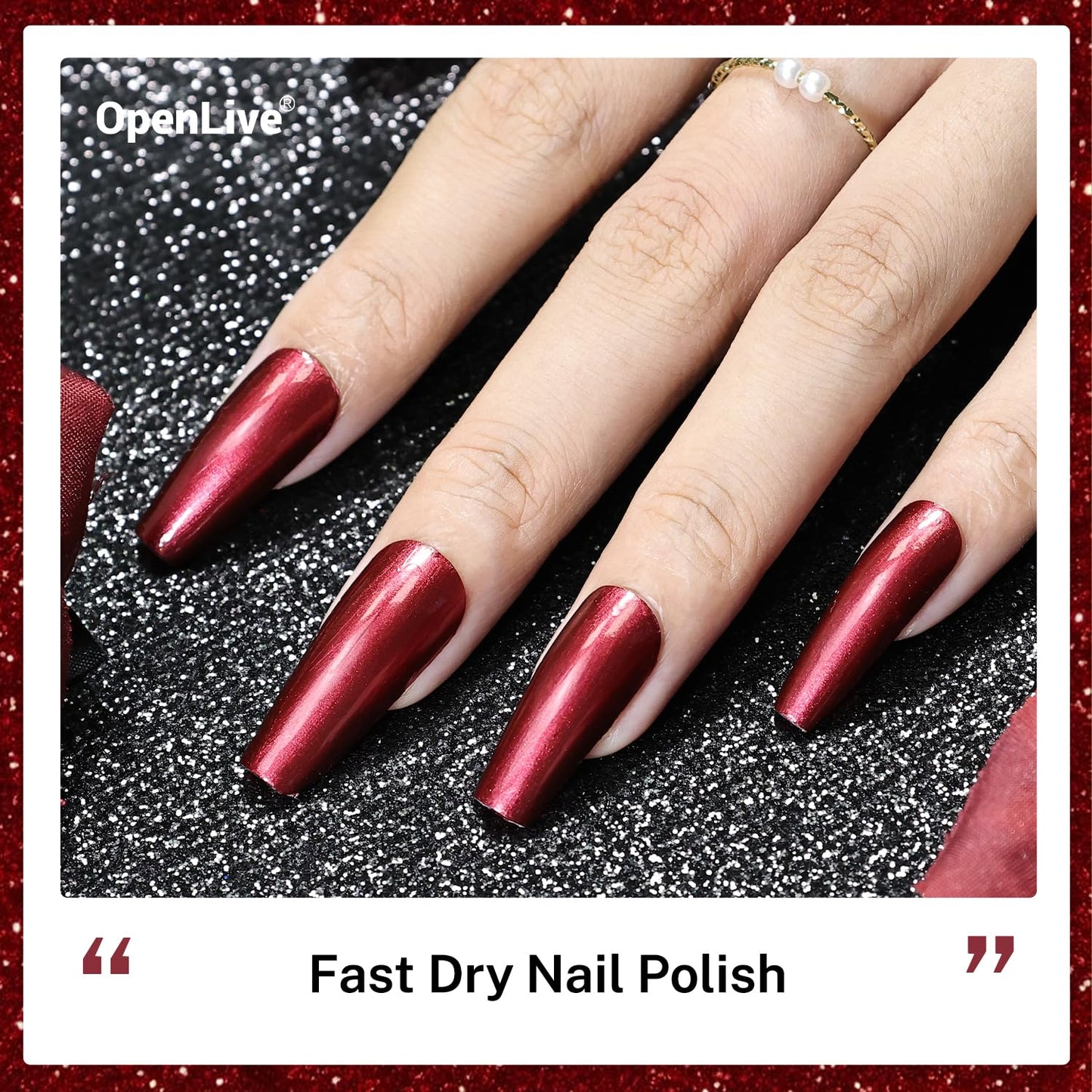 16.5ml Red Glitter Nail Polish Large Volume Quick Dry Nail Polish, Long Lasting Shine, Fingernail Toenail Nail Art DIY Home Travel Nail Art Gift