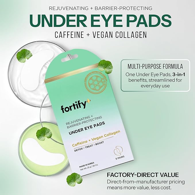 Under Eye Patches For Puffy Eyes and Dark Circles - Caffeine, Collagen & Zeolite - 3-in-1: Detox, Treat, Boost - Dermatologist Tested, Anti-Aging, Anti wrinkle Patches- 10 Pairs