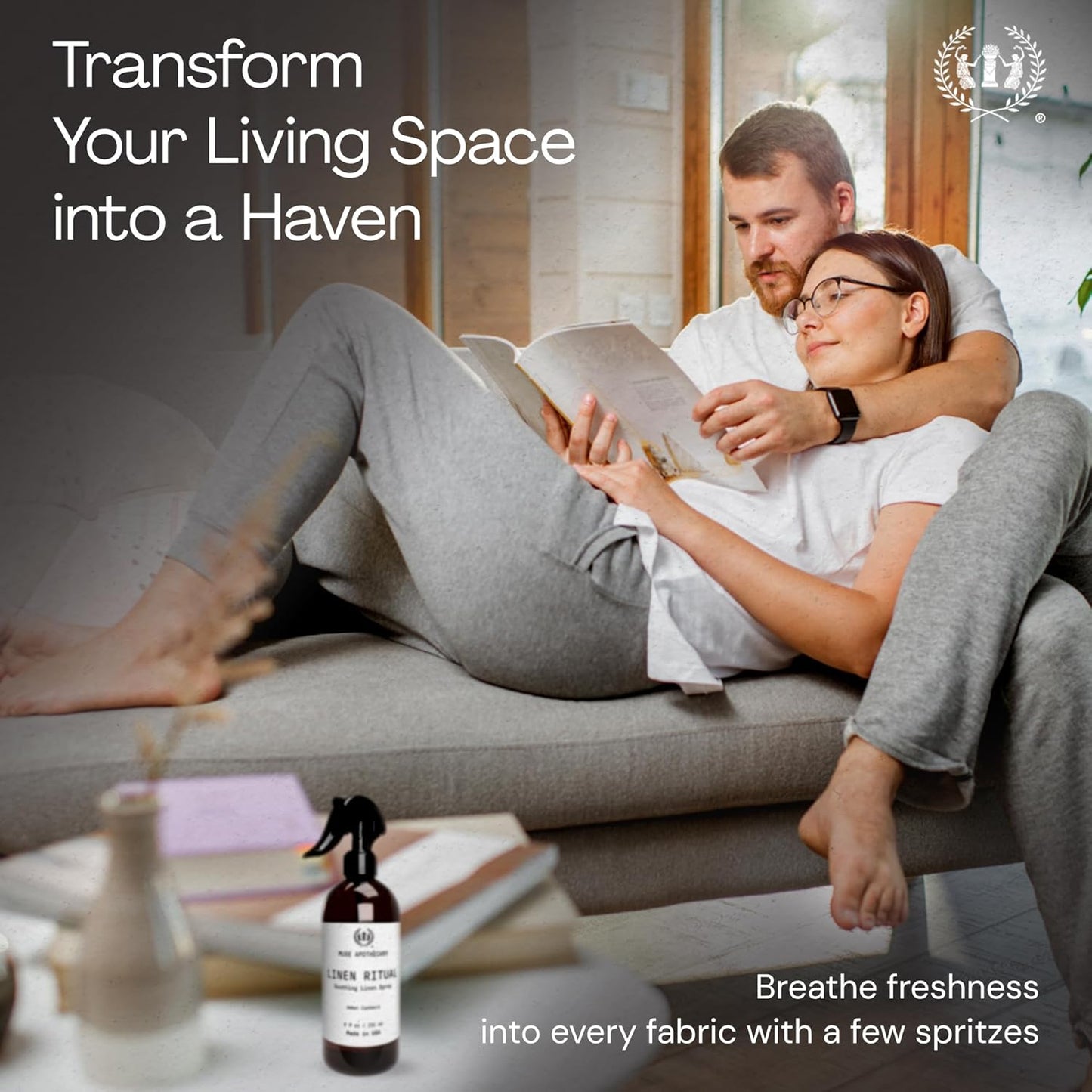 Muse Apothecary Linen Ritual - Aromatic, Soothing, and Relaxing Linen Mist, Laundry and Fabric Spray - Infused with Aromatherapy Essential Oils - 4 oz, Amber Cashmere, 2 Pack