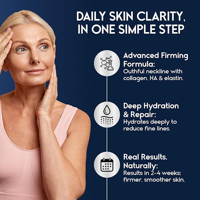 Neck Creams for Tightening and Firming Sagging Skin - Skin Tightening Cream for Face - Decollete & Chest, Under Chin Firming for Older Women - Neck Wrinkles Treatment with Collagen & Hyaluronic Acid