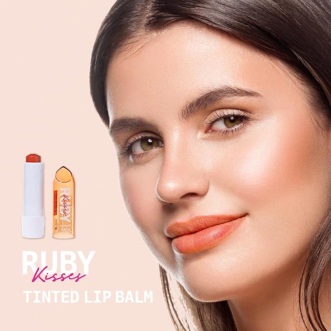 Ruby Kisses Balm Up Tinted Lip Balm, Non-Greasy Hydrating Formula, Nourishing Coconut Core & Vitamin E Infused, Lip Care with Natural Shine, Lightweight Sheer Color (Tangerine)
