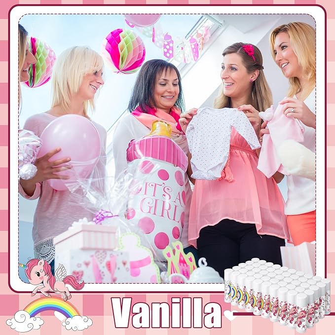 Loopeer 50 Pcs Lip Balm Gift Set Baby Shower Party Favors Natural Ingredients Beeswax lipsticks Gender Reveal Favors Gift Chapped Lips Care Products for Baby Kids Men Women and Children (Unicorn)