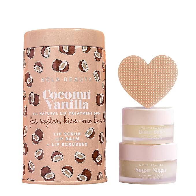 NCLA - Lip Care Set + Lip Scrubber | Clean, Natural, Non-Toxic Beauty (Coconut Vanilla)