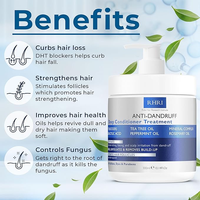 Anti Dandruff Deep Conditioner with Tea Tree Oil & Salicylic Acid | Anti-Fungal Relief | Dandruff Treatment For Itchy Scalp and Folliculitis | Scalp Treatment Which Promotes Healthy Hair Growth